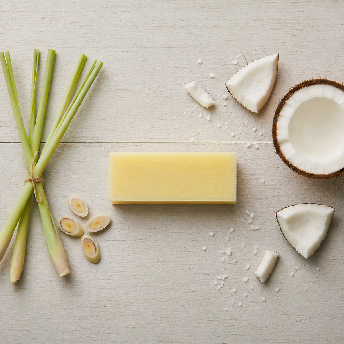 Laundry soap bar with lemongrass and coconut