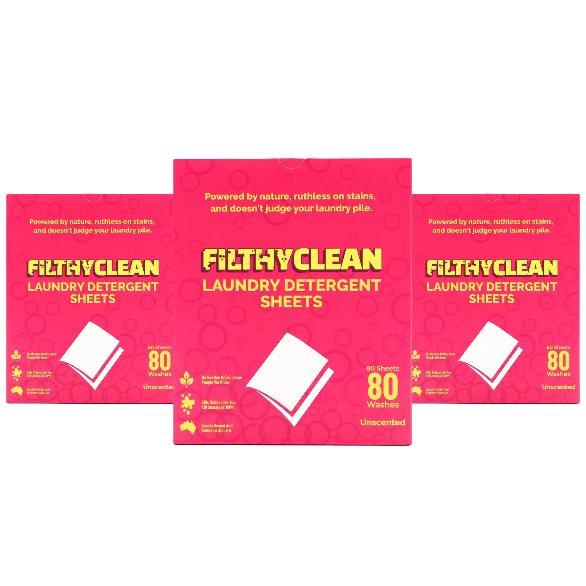 Filthy Clean Laundry Detergent Sheets Unscented 3 Pack