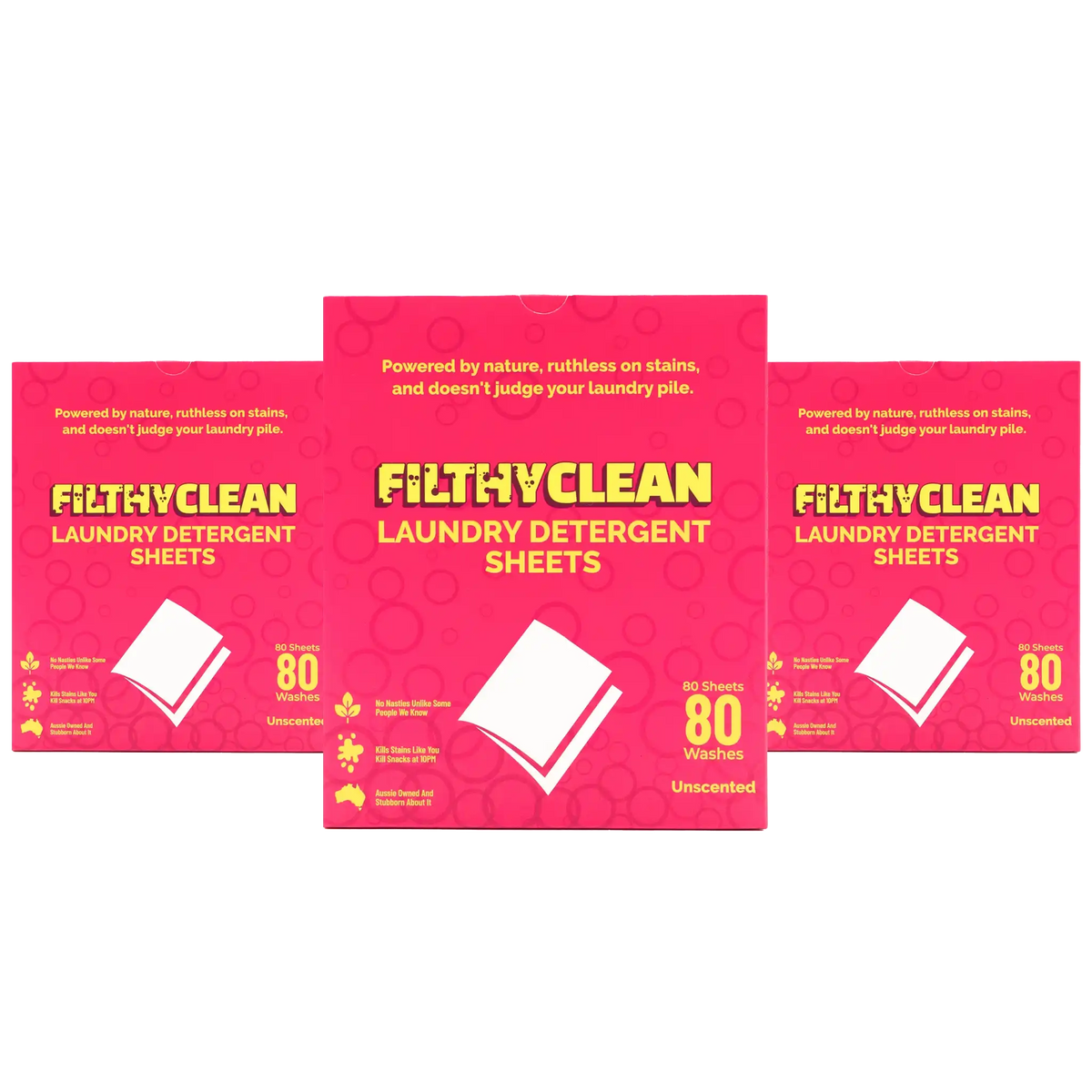 Filthy Clean Laundry Detergent Sheets Unscented 3 Pack