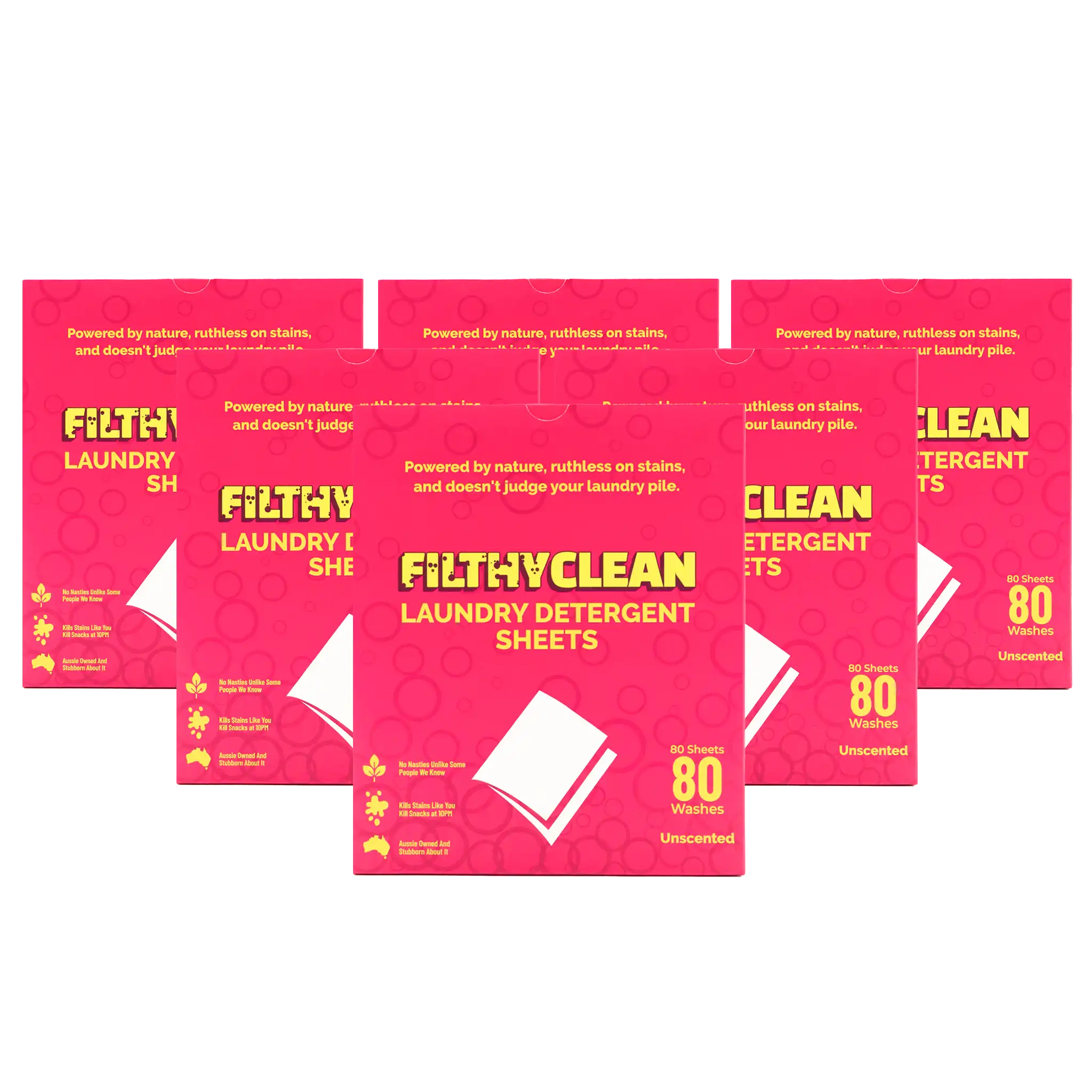 Filthy Clean Laundry Detergent Sheets Unscented 6 Pack