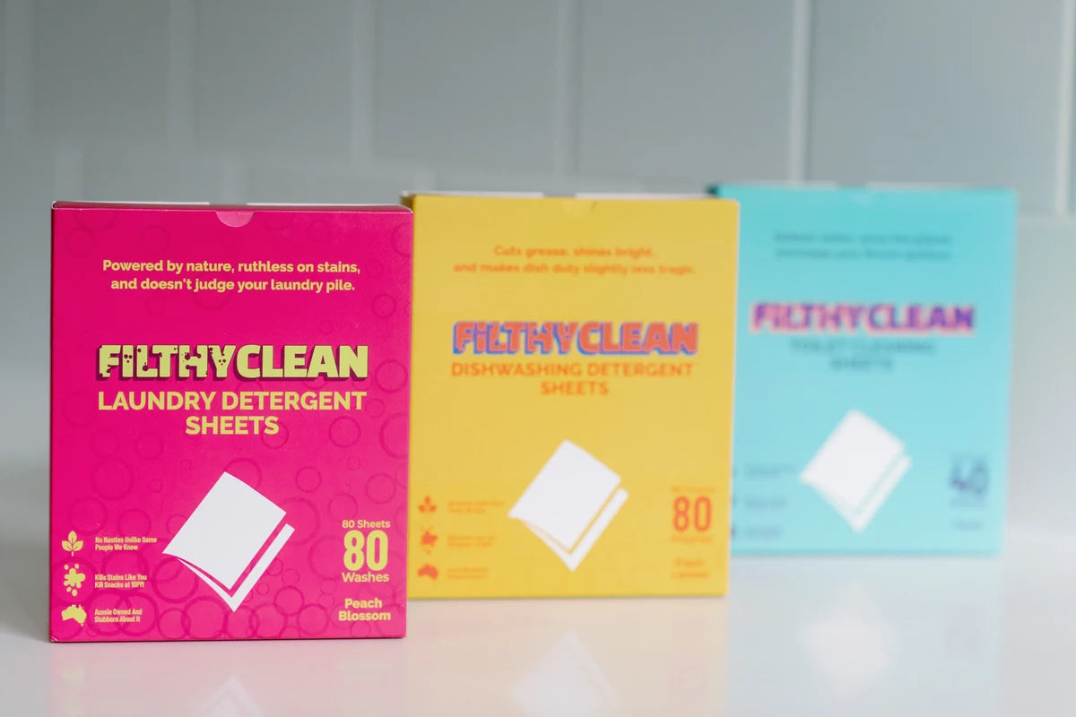 Filthy Clean laundry, dishwashing and toilet sheets